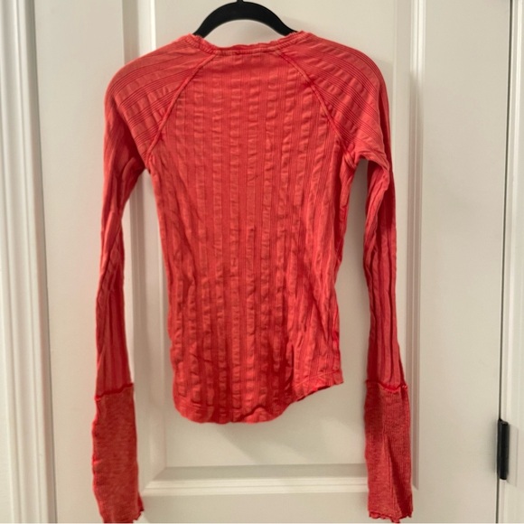 Free People Wild Hearts Henley Long Sleeve Thermal Top Orange Size Extra Small - Picture 5 of 8